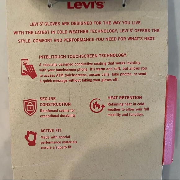 Levi’s  Mens Navy Blue Sherpa Beanie & Levi’s Touch Screen Gray Gloves NWT - Picture 12 of 15